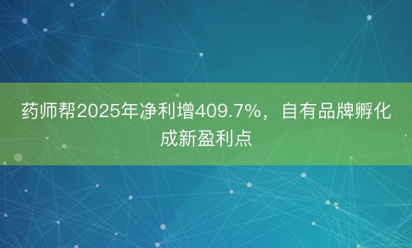 药师帮2025年净利增409.7%，自有品牌孵化成新盈利点