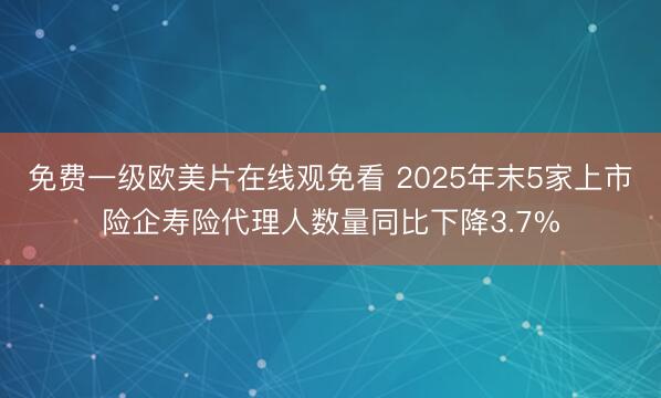 免费一级欧美片在线观免看 2025年末5家上市险企寿险代理人数量同比下降3.7%