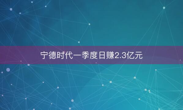 宁德时代一季度日赚2.3亿元