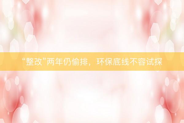“整改”两年仍偷排，环保底线不容试探
