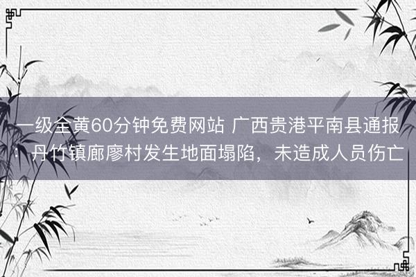 一级全黄60分钟免费网站 广西贵港平南县通报：丹竹镇廊廖村发生地面塌陷，未造成人员伤亡
