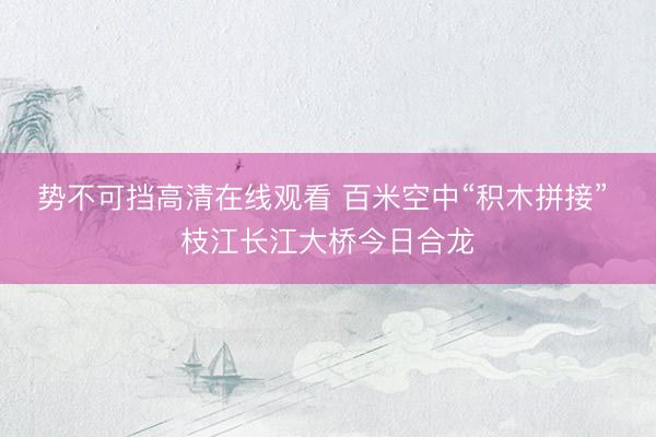势不可挡高清在线观看 百米空中“积木拼接” 枝江长江大桥今日合龙