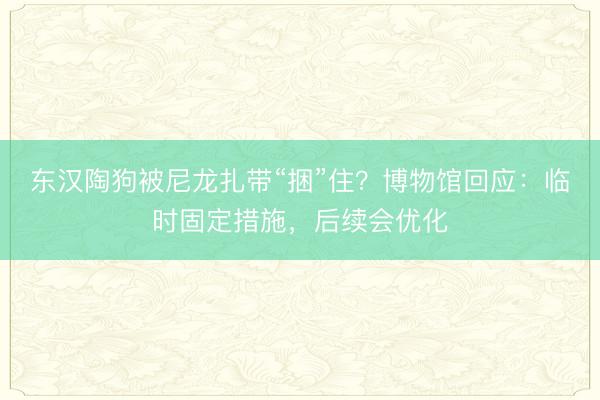 东汉陶狗被尼龙扎带“捆”住?博物馆回应:临时固定措施,后续会优化