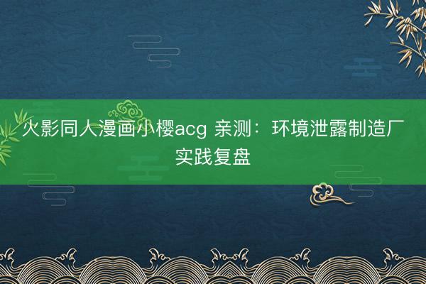 火影同人漫画小樱acg 亲测：环境泄露制造厂实践复盘