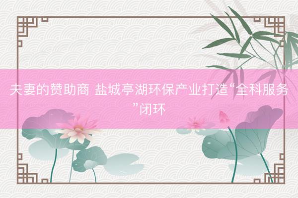 夫妻的赞助商 盐城亭湖环保产业打造“全科服务”闭环