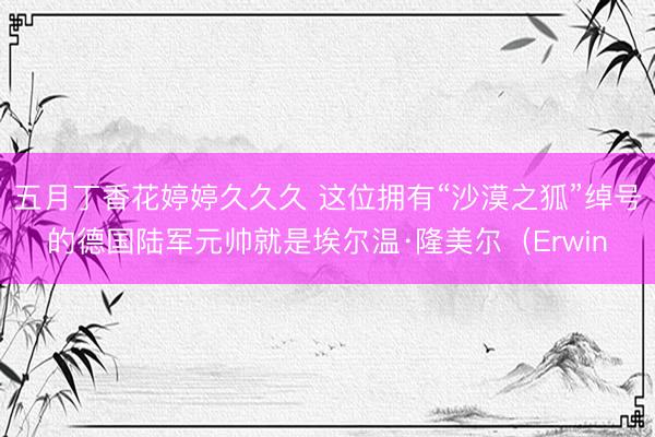 五月丁香花婷婷久久久 这位拥有“沙漠之狐”绰号的德国陆军元帅就是埃尔温·隆美尔（Erwin