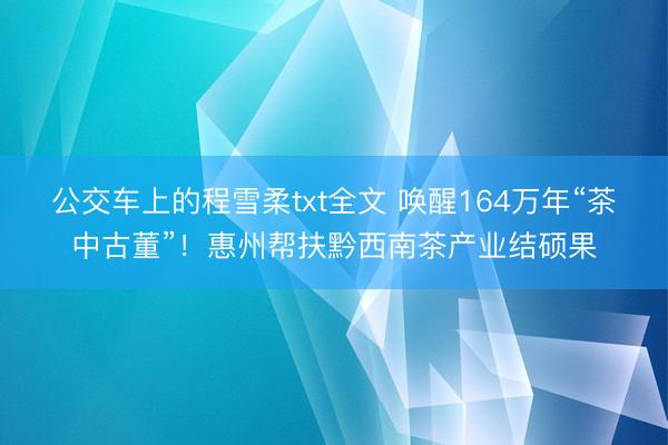 公交车上的程雪柔txt全文 唤醒164万年“茶中古董”！惠州帮扶黔西南茶产业结硕果