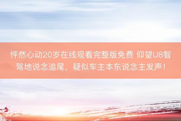 怦然心动20岁在线观看完整版免费 仰望U8智驾地说念追尾，疑似车主本东说念主发声！