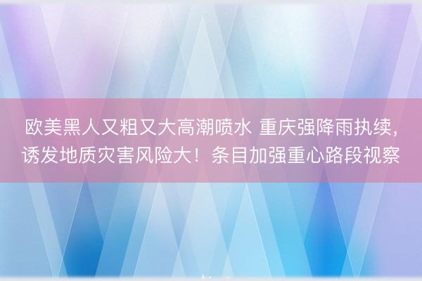 欧美黑人又粗又大高潮喷水 重庆强降雨执续,诱发地质灾害风险大!条目加强重心路段视察