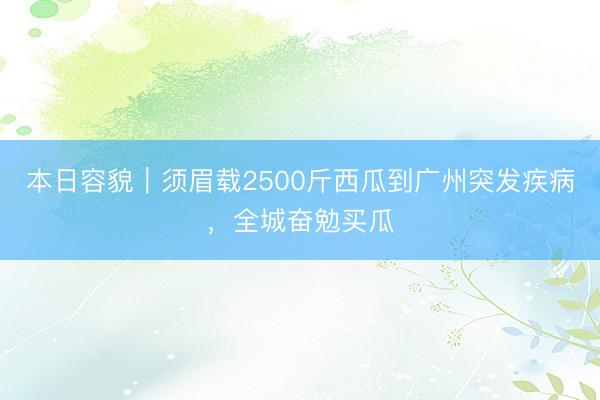 本日容貌｜须眉载2500斤西瓜到广州突发疾病，全城奋勉买瓜