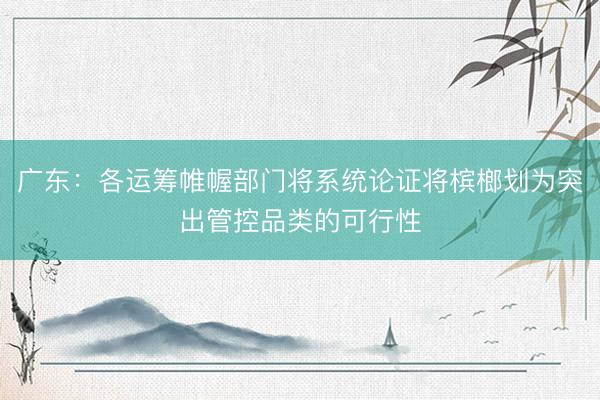 广东：各运筹帷幄部门将系统论证将槟榔划为突出管控品类的可行性